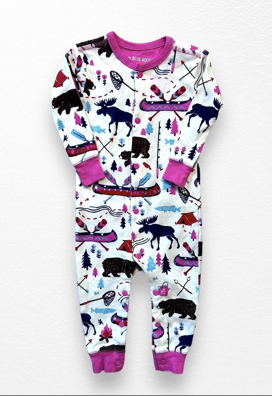 Little Blue House (Hatley) Happy Camper Union Suit, 6-12 Months